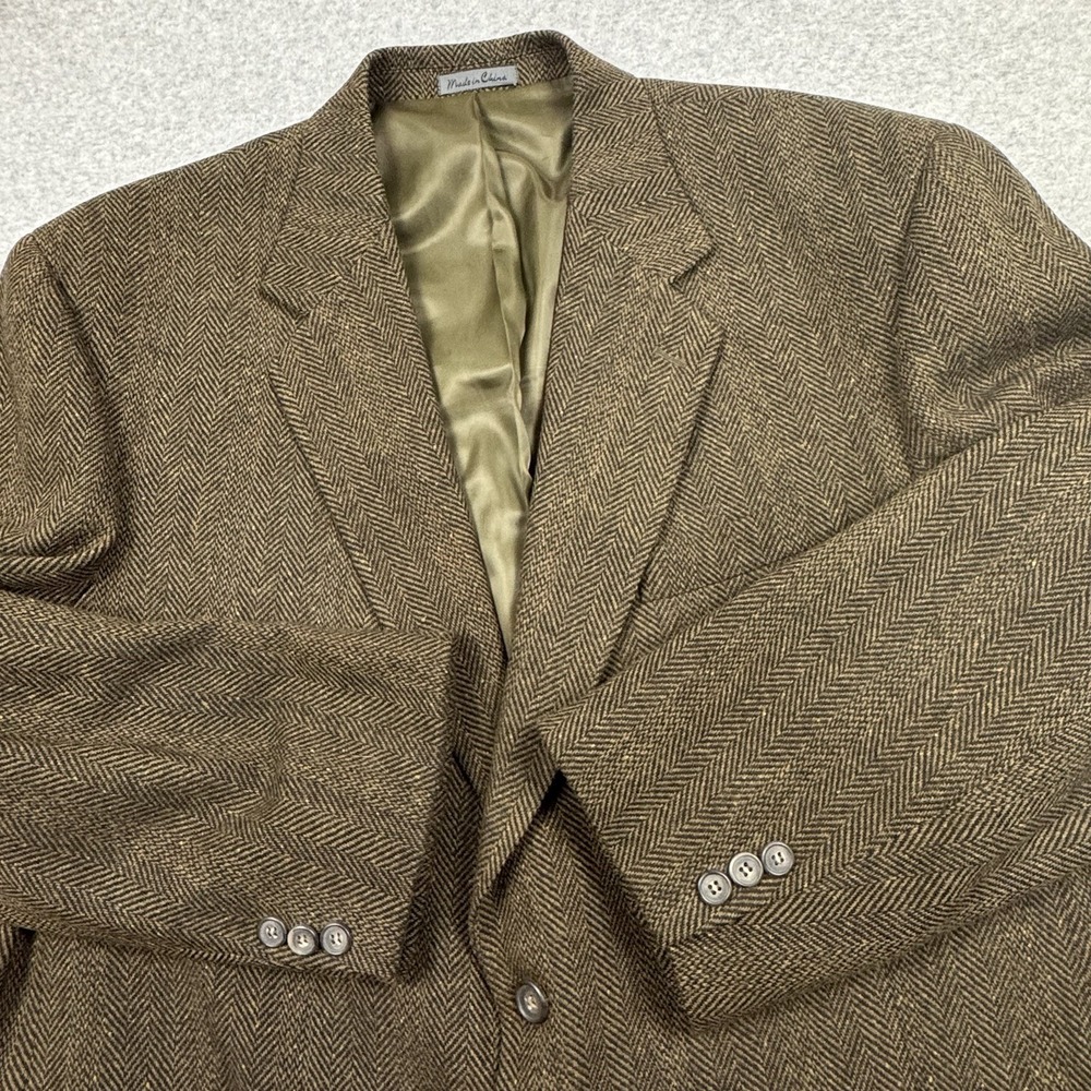 Lacrosse 100% Wool Herringbone Tweed Sport Coat Blazer Mens 42R Brown EUC